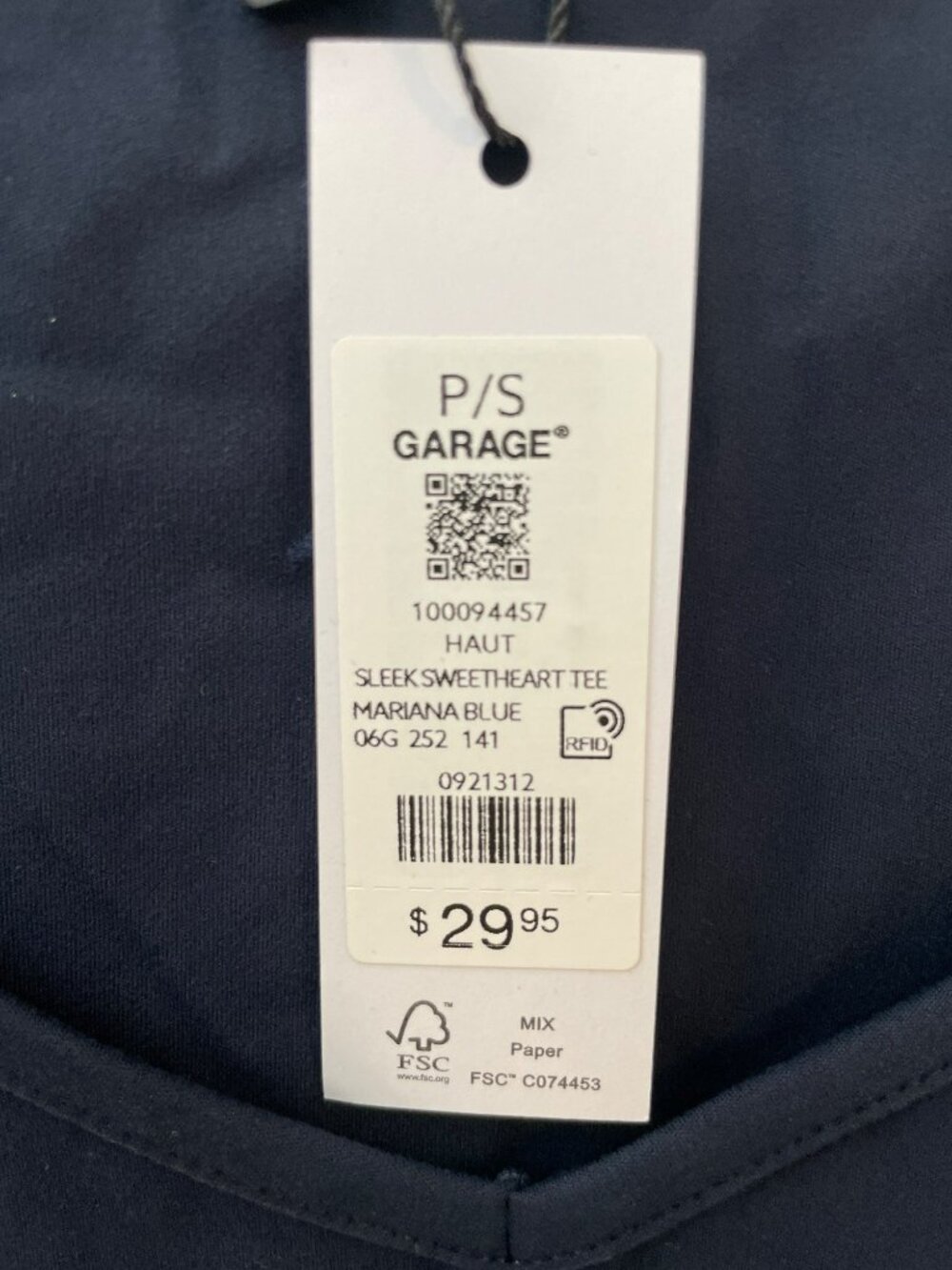 Garage Sleek Sweetheart Tee Mariana Blue Nylon Spandex Blend Women's Size S NWT - Picture 6 of 8